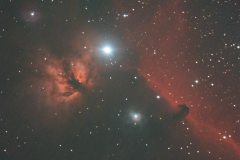 Barnard 33, Horsehead Nebulae (lower right) and NGC 2024, Flame Nebula (left)
