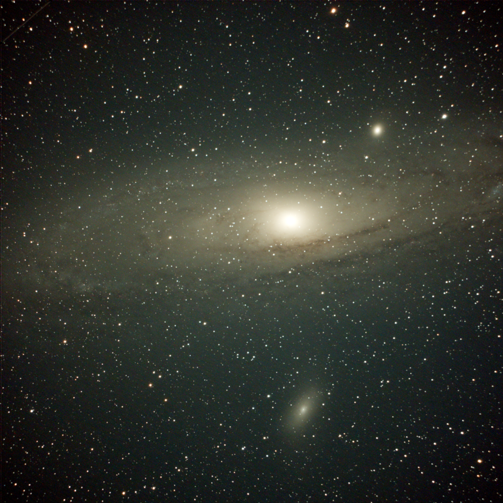 Andromeda Galaxy, M31, and M32 in the upper right and M101 in the lower right