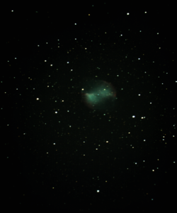 Anthony Krishock's view of The Dumbell Nebula, M27, using a MallinCam DS2.3, stack of 10 5-second exposures.